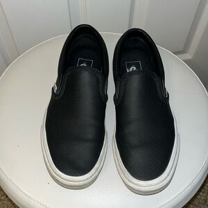 Vans Black Leather Slip-on Sneaker